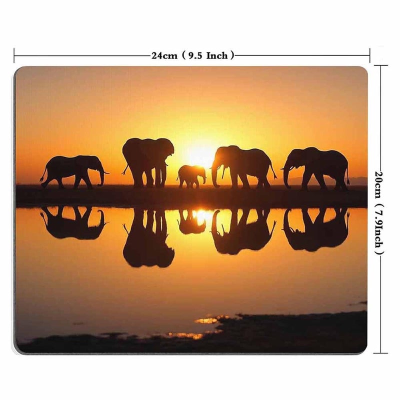Mugod Elephant Mouse Pad Sunset Five Elephant Walking on The River Beautiful Scenery Mouse Mat Non-Slip Rubber Base Mousepad for Computer Laptop PC Gaming Working Office & Home 9.5x7.9 Inch - Image 4